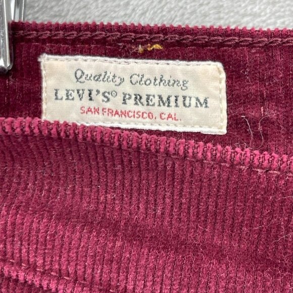 Levi's Premium Wedgie Straight Corduroy Raw Hem Crop Button Fly Jeans - Picture 10 of 16